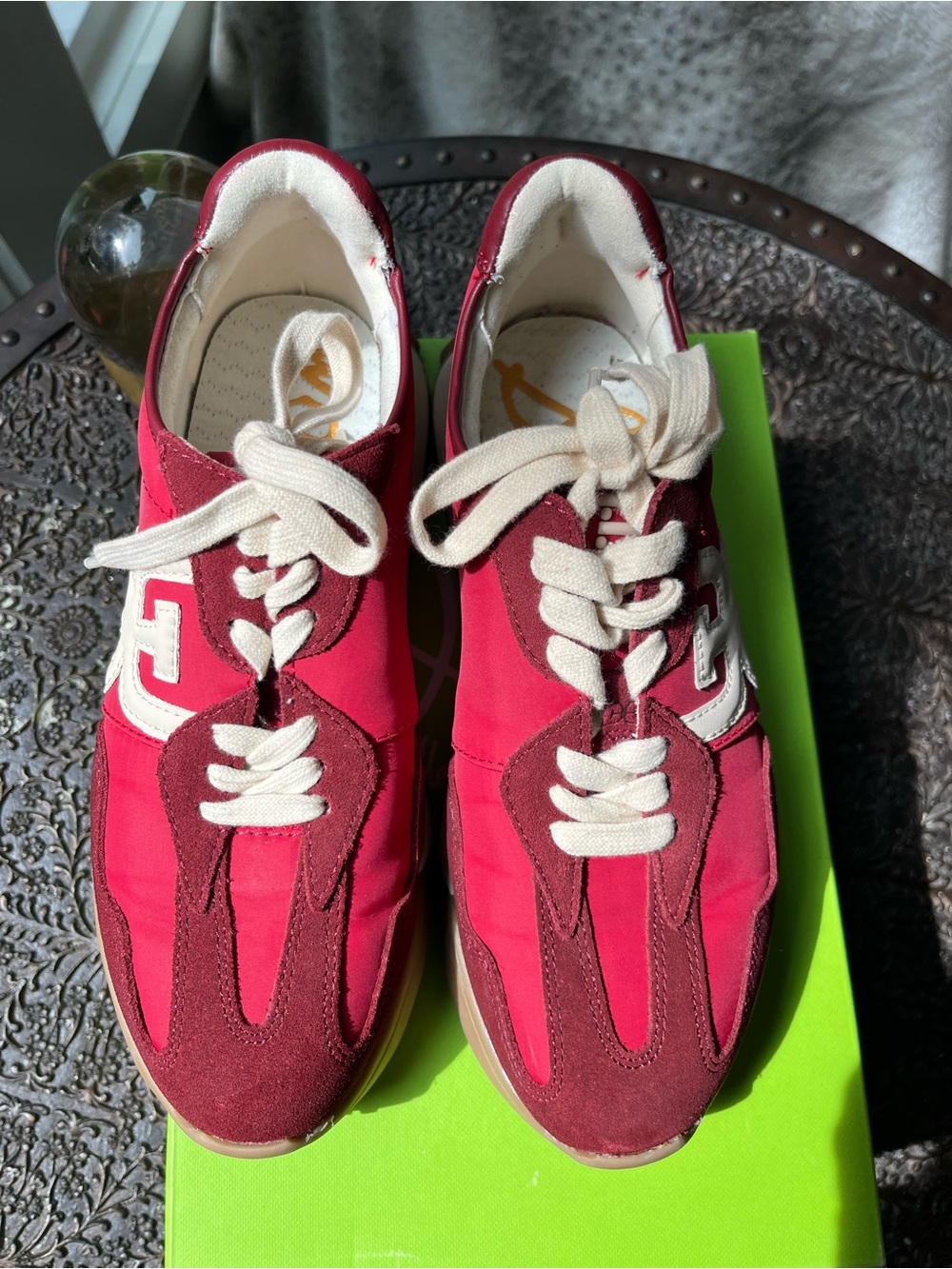 SAM EDELMAN LANGLEY LACE UP SNEAKERS IN DEEP SCARLET RED SUEDE 7 - Picture 9 of 11